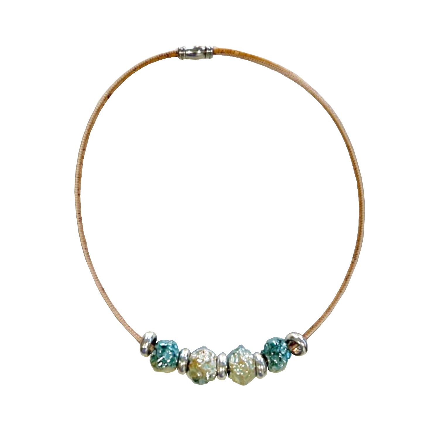 Cork Green Minerals (Necklace) - Cork and Company | Made in Portugal | Vegan Eco-Friendly Fashion
