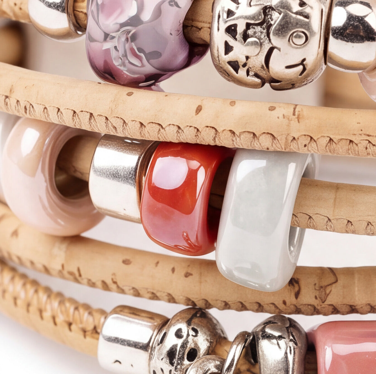 Cork Hydra Set II Cork Bracelet | Pink - Cork and Company | Made in Portugal | Vegan Eco-Friendly Fashion