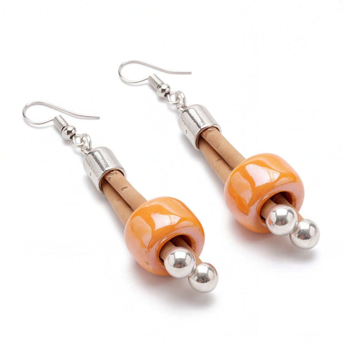 Cork Joy - Orange (earrings) - Cork and Company | Made in Portugal | Vegan Eco-Friendly Fashion