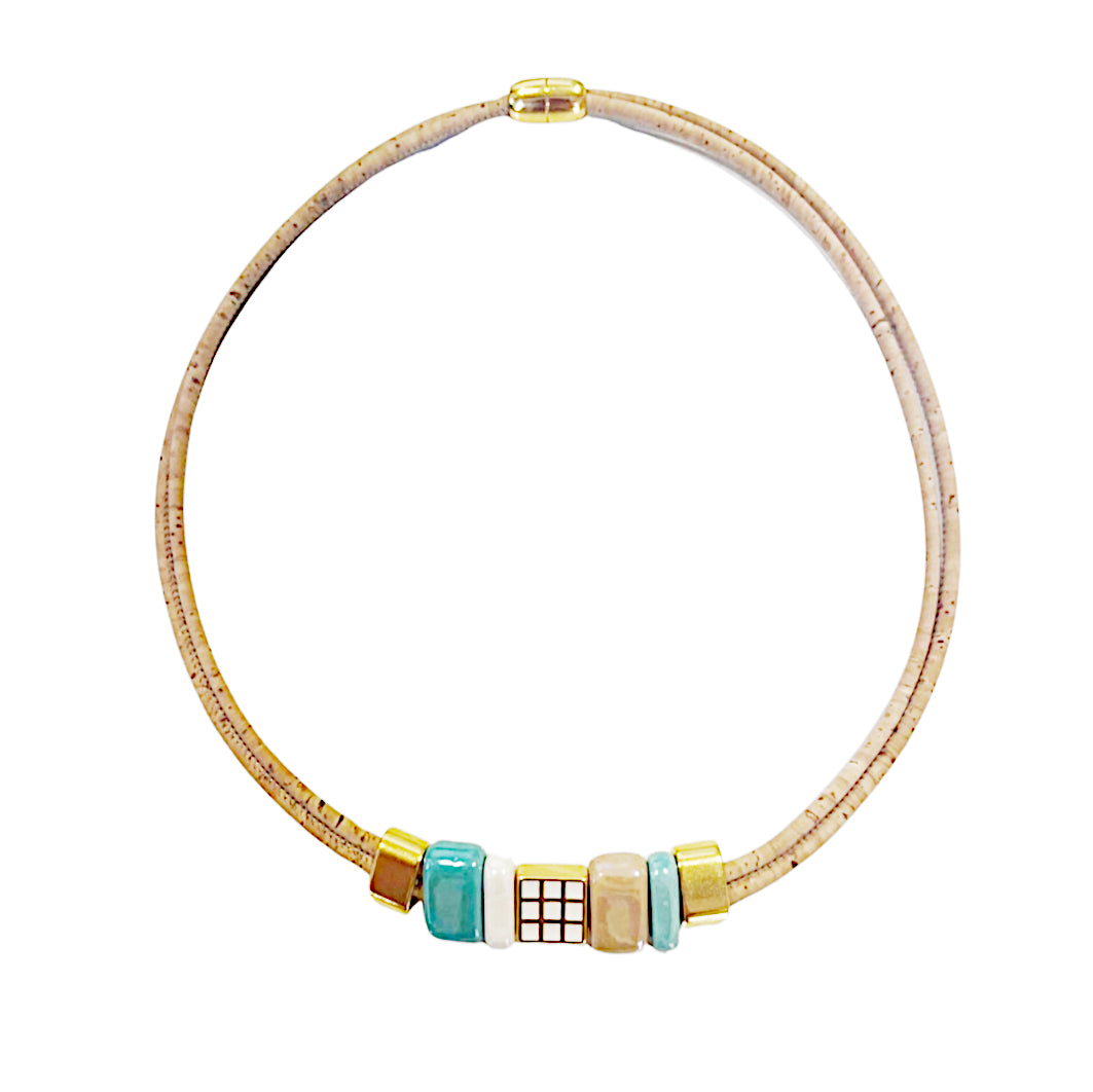 Cork Lucky Teal (necklace) - Cork and Company | Made in Portugal | Vegan Eco-Friendly Fashion