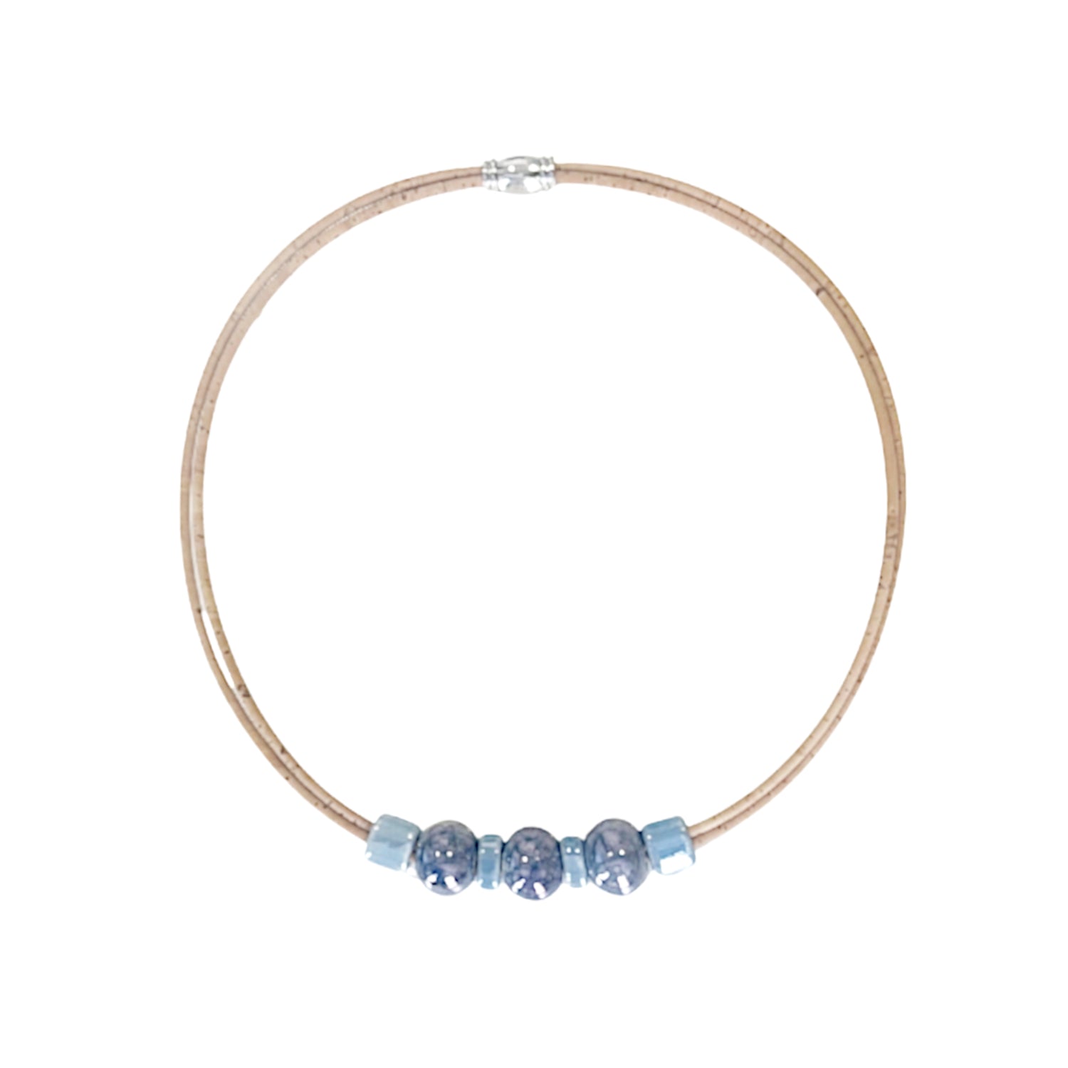 Cork Blue Marble (necklace) - Cork and Company | Made in Portugal | Vegan Eco-Friendly Fashion
