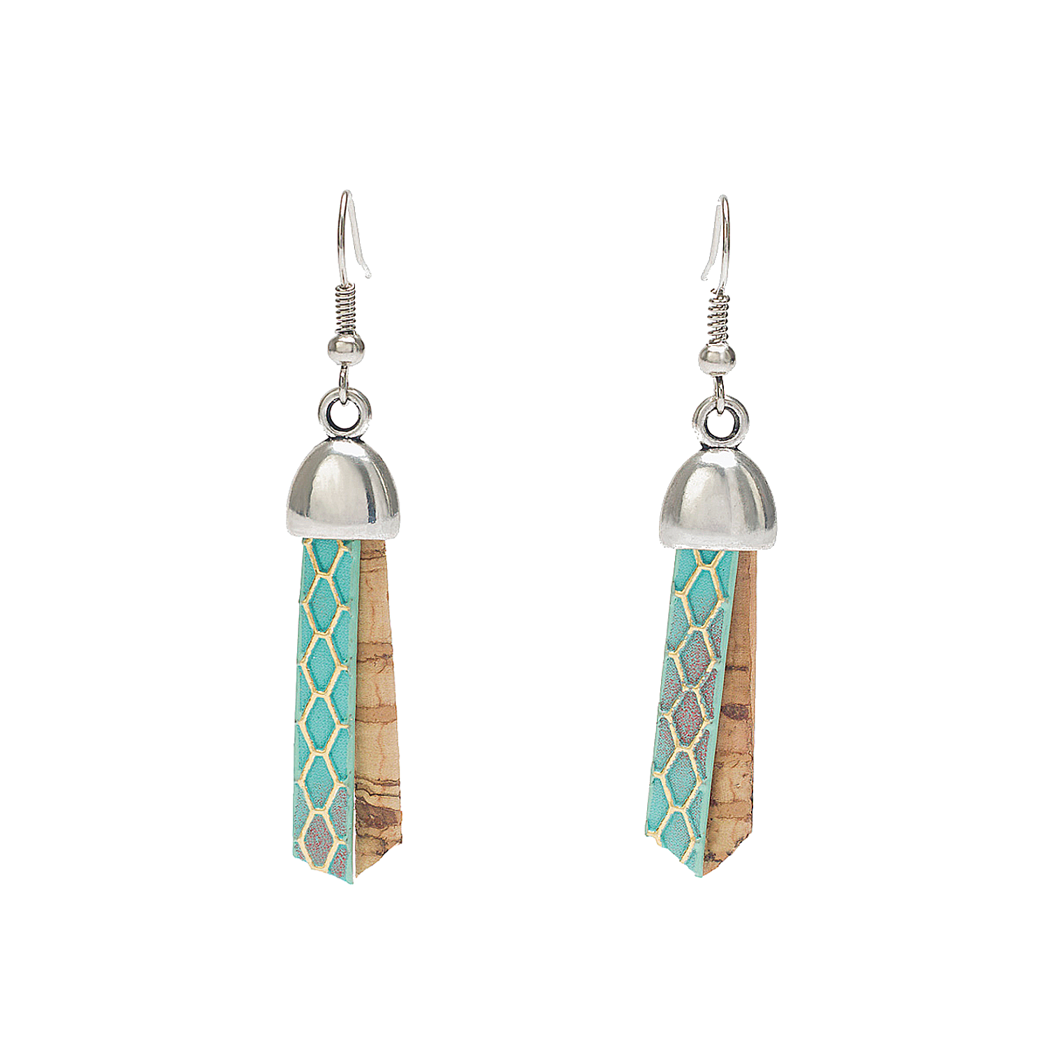 Cork Ribbon - Teal (earrings) - Cork and Company | Made in Portugal | Vegan Eco-Friendly Fashion