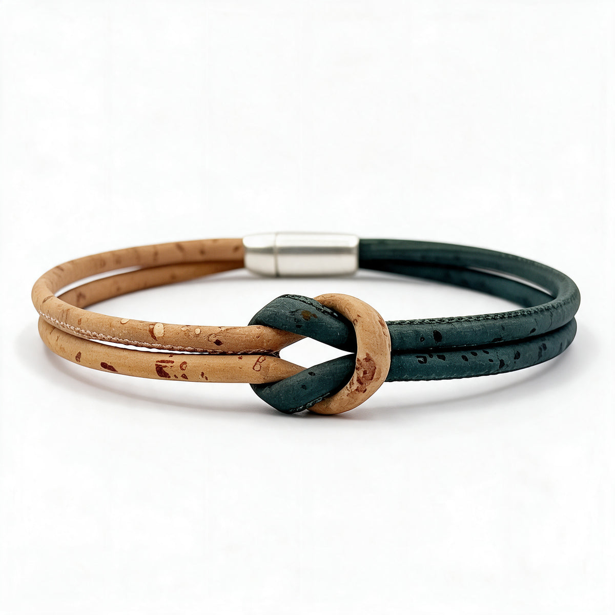 Simple Knot Cork Bracelet | Natural and Blue