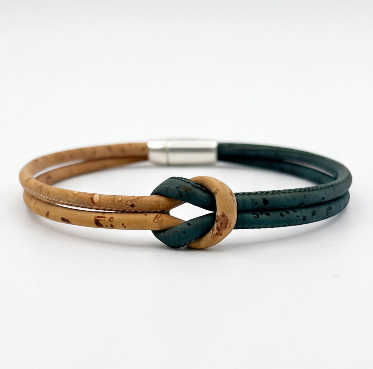 Cork Simple Knot Cork Bracelet | Natural and Blue - Cork and Company | Made in Portugal | Vegan Eco-Friendly Fashion