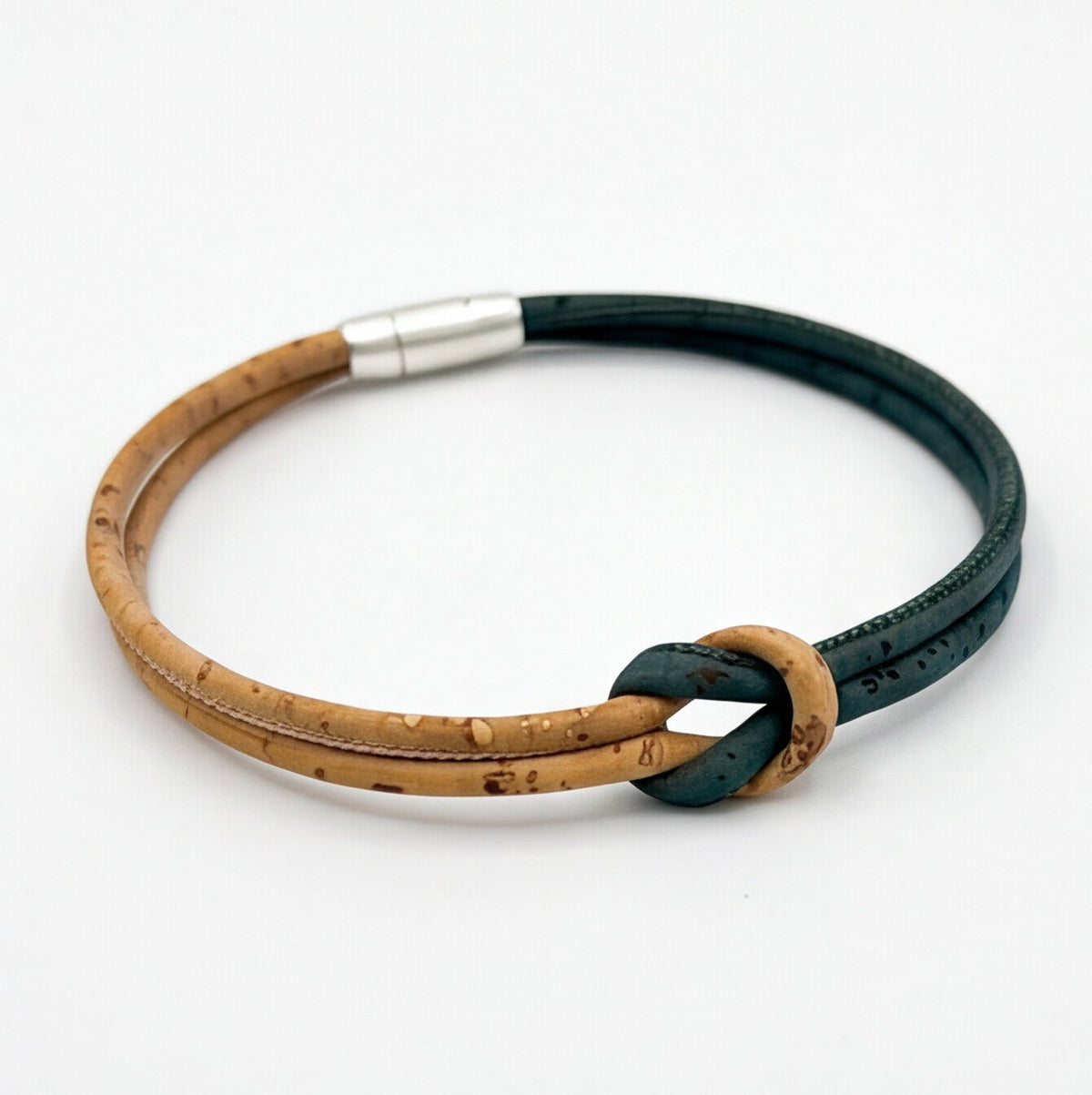 Cork Simple Knot Cork Bracelet | Natural and Blue - Cork and Company | Made in Portugal | Vegan Eco-Friendly Fashion