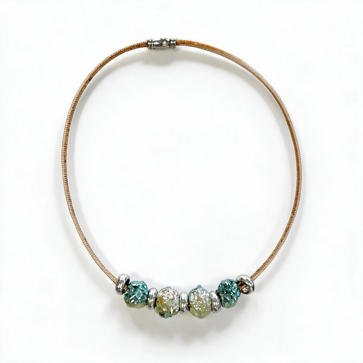 Cork Green Minerals Necklace - Cork and Company | Made in Portugal | Vegan Eco-Friendly Fashion