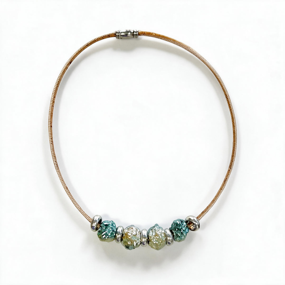 Cork Green Minerals (Necklace) - Cork and Company | Made in Portugal | Vegan Eco-Friendly Fashion