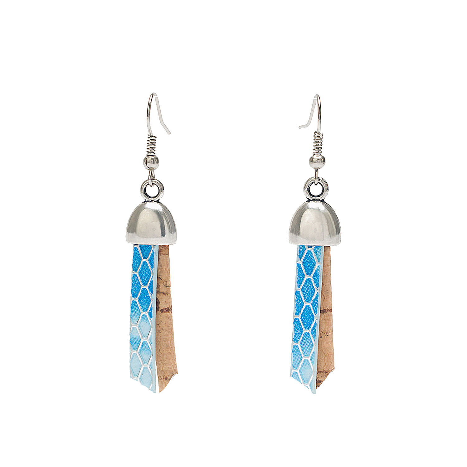 Cork Ribbon - Blue (earrings) - Cork and Company | Made in Portugal | Vegan Eco-Friendly Fashion